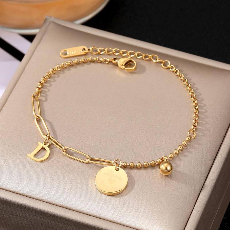 【 48 Styles】 Titanium Steel Gold Bracelet ,  Not Fade Bracelet for Women Stainless Bracelet Rose Gold Accessories 1