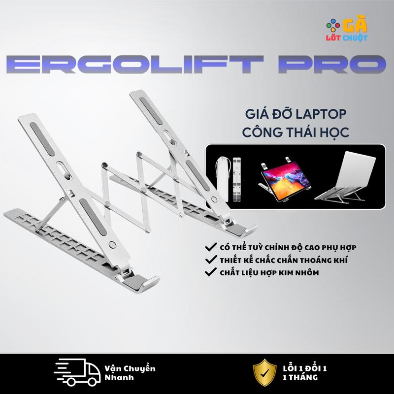Giá đỡ Laptop nhôm 6 cấp độ nâng hạ độ cao thiết kế nhỏ gọn hỗ trợ tản nhiệt cho laptop - GÀ LÓT CHUỘT