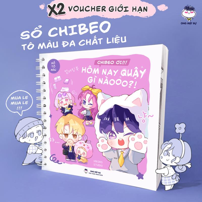 Sổ Tô Màu Chibeo - Giấy 190gsm Tô Màu Chì Marker Gouache Acrylic - Ong Mặt Bự