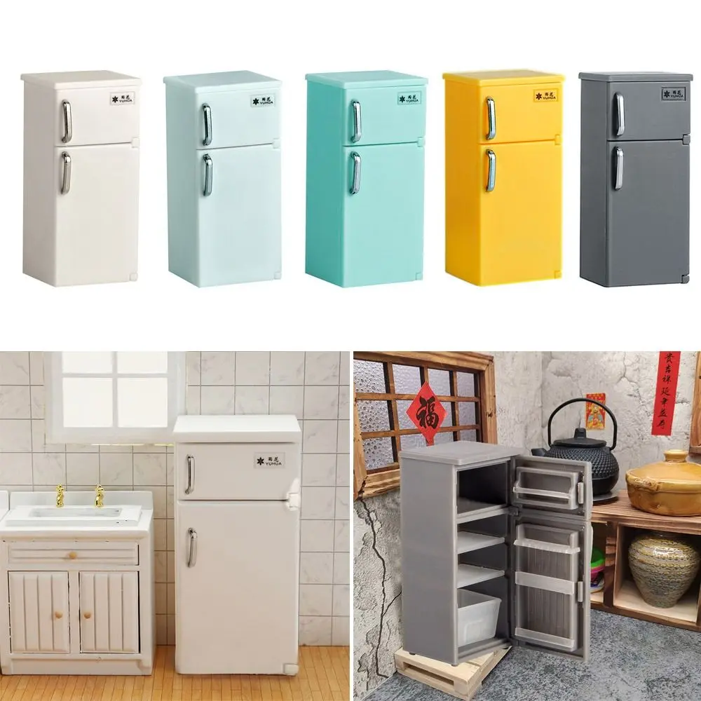 Excelent Plastic Fridge Model 1:24 Multicolor Doll House Fridge Kitchen Appliances Blyth Doll Fridge Doll House