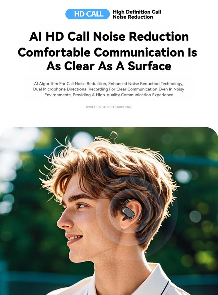 Rofani B06 Headset Bluetooth 6.0 Nirkabel Tampilan LED Binaural Tahan Air Earphone Pengurang Kebisingan HIFI Olahraga Stereo Peredam Kebisingan Headphone Penundaan Mikrofon Panggilan HD Musik Permainan Olahraga Headphone