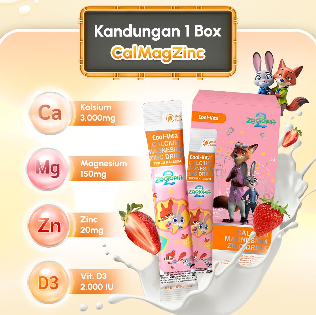 [AIO A] Cool-Vita - Disney Toy Story 5 - 2 Box CalMagZinc Drink 20 Sachet Rasa Strawberry Yogurt Kalsium Magnesium Zinc Vit D3 Suplemen Kesehatan Untuk Anak 3 Tahun dan Dewasa | Suplemen Vitamin Bantu Penuhi Nutrisi Anak | BPOM & HALAL