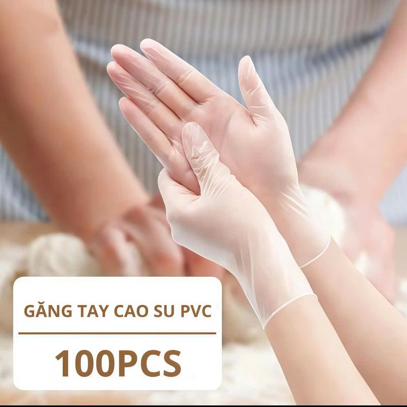 Găng Tay Trắng Trong Cao Su Non Thiên Nhiên 100 Chiếc găng tay 9inch - An Toàn FDA Cho Spa Nấu Ăn Pha Chế Dọn Dẹp Nhà Cửa - Đạt Tiêu Chuẩn 4K.