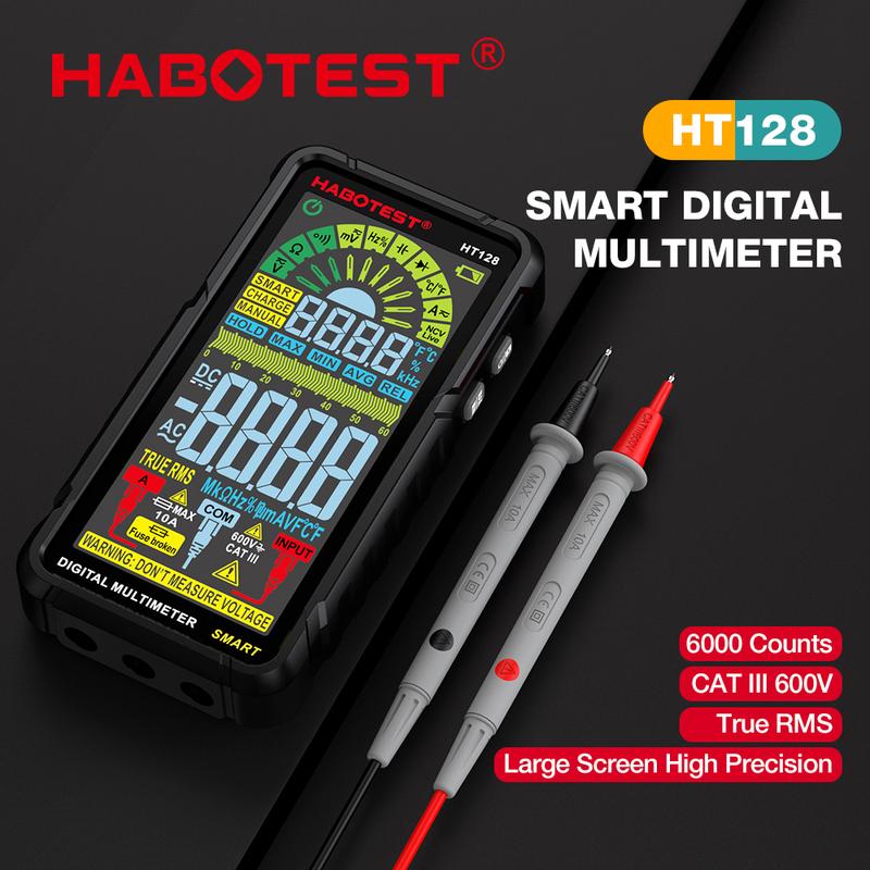 Product Introduction of HABOTEST HT128 Smart Digital Multimeter Rechargeable Non-Contact Touch Screen Multimetro Tester transistor 6000 Counts True RMS NCV Auto Range DC/AC Voltmeter 32