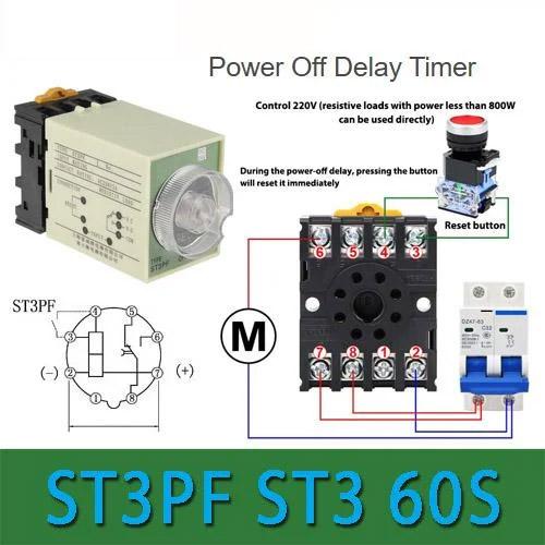 Jual ST3PF ST3 60S Time relay AC220V Power Off Delay Timer 8Pin PN22 ...