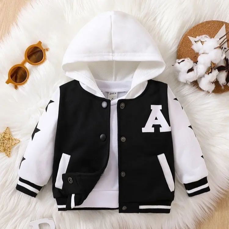 Jaket anak | Bomber Varsity Baseball Anak Perempuan BRIGHT COLOUR (1 TH -  12TH) Bayi Balita Katun Abu Biru Blue 6