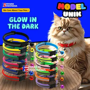 Kalung Kucing Reflektif Kalung Anjing Dapat Disesuaikan Lonceng FEFARM