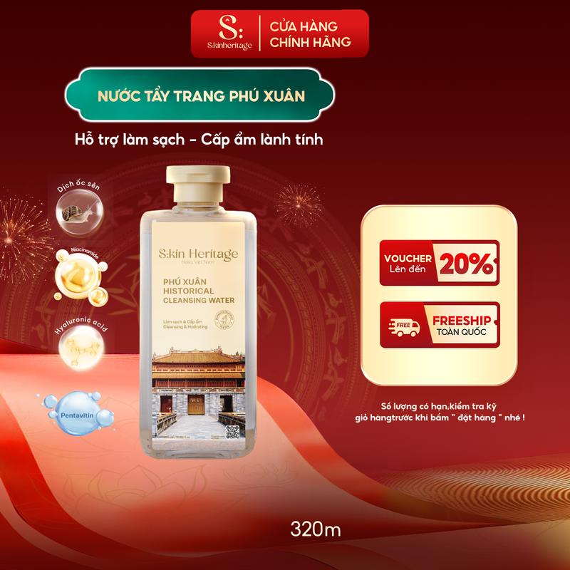 Nước Tẩy Trang Phú Xuân Sử Dụng Công Nghệ Micellar Cấp Ẩm Và Làm Sạch Sâu Dịu Nhẹ Cho Mọi Loại Da SKIN HERITAGE 320ml