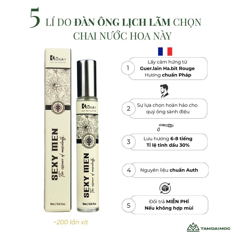   TĐM  Nước Hoa Nam SEXY MEN edp TAM ĐẠI MỘC 10ml - Hương Thơm Nam Tính Gợi Cảm 