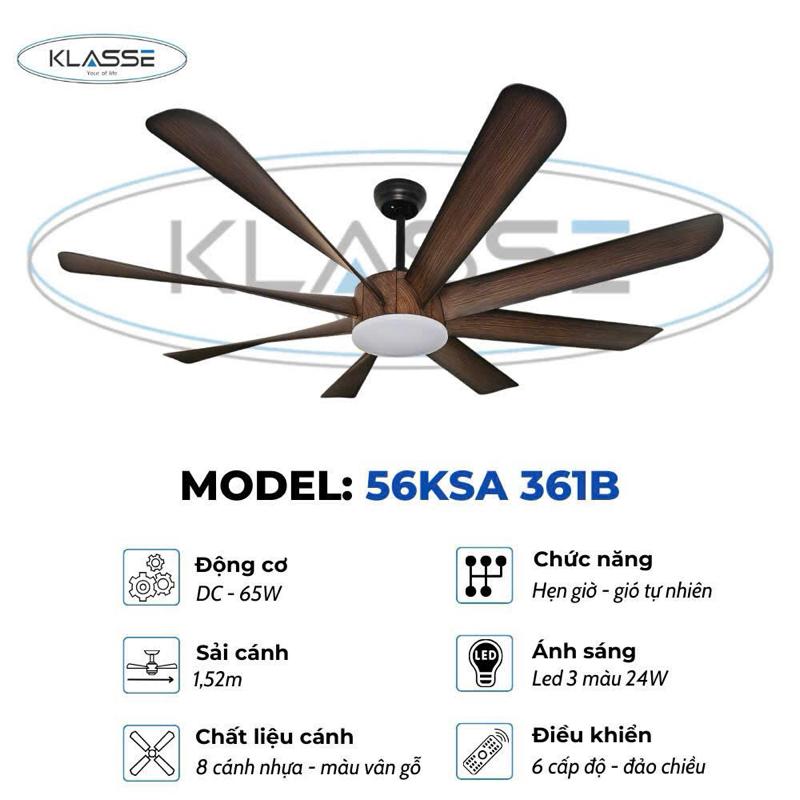 [Lõi Đồng] Quạt trần đèn 8 cánh sải lớn 1m52 màu nâu vân gỗ dành cho phòng khách biệt thự, phòng rộng- có điều khiển từ xa hiện đại, Quạt Mát - Chạy êm- Sang Trọng QuạT