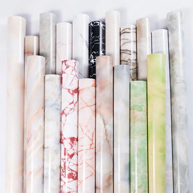 Stiker Wallpaper Karpet Lantai Ada Seratnya PVC Sheet Glossy Motif Marmer Marble dan Kayu 3