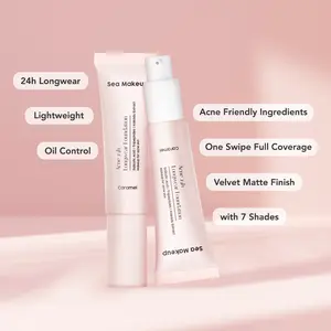 Sea Makeup Acne 24h Longwear Foundation Full Coverage with Salicylic Acid Tripeptides Kakadu Extract  pencegahan dan perawatan Wajah Berjerawat Liquid Lasting