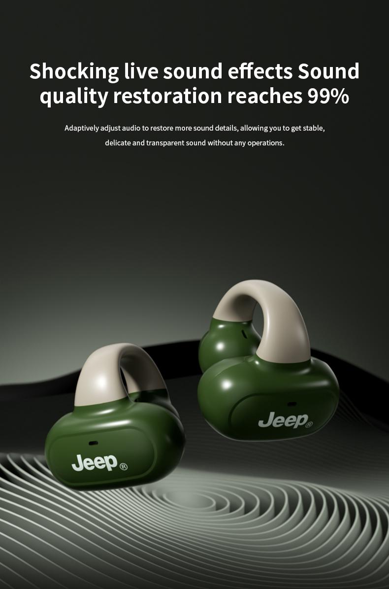 Jeep JP-EC003 Headphone Klip Telinga Nirkabel Bluetooth 5.4 Earbud Telinga Terbuka dengan Mikrofon untuk Olahraga Lari