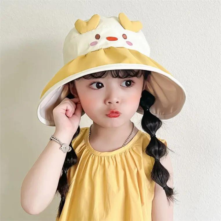Mũ Vành Rộng Che Nắng Cho Bé 2-10 Tuổi Có Nhiều Họa Tiết Dễ Thương, Mũ Hở Chóp