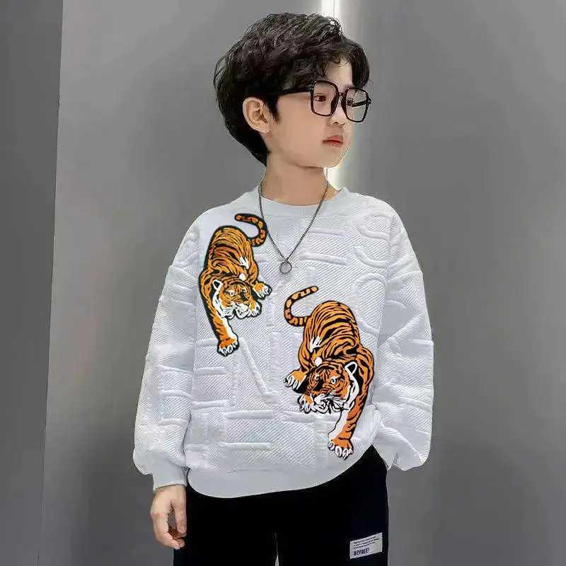 Amspro - Sweater Anak Cowok Cewek Motif Atasan Lengan Panjang Unisex Embos Oversize Kasual Trendi Baju Anak ZeriQS Fashion Kids