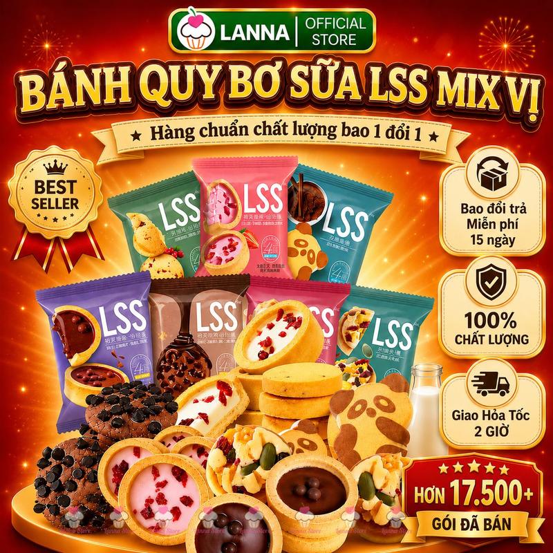 【TÚI 1KG; 500G; 250G】Bánh Quy Bơ Sữa LSS Mix Vị – Bánh Quy LIANSHANGSU Socola, Sữa Chua Việt Quất – Ăn Vặt Ngon Giòn – Hàng Mới Ngon Chuẩn Vị – Lanna Store