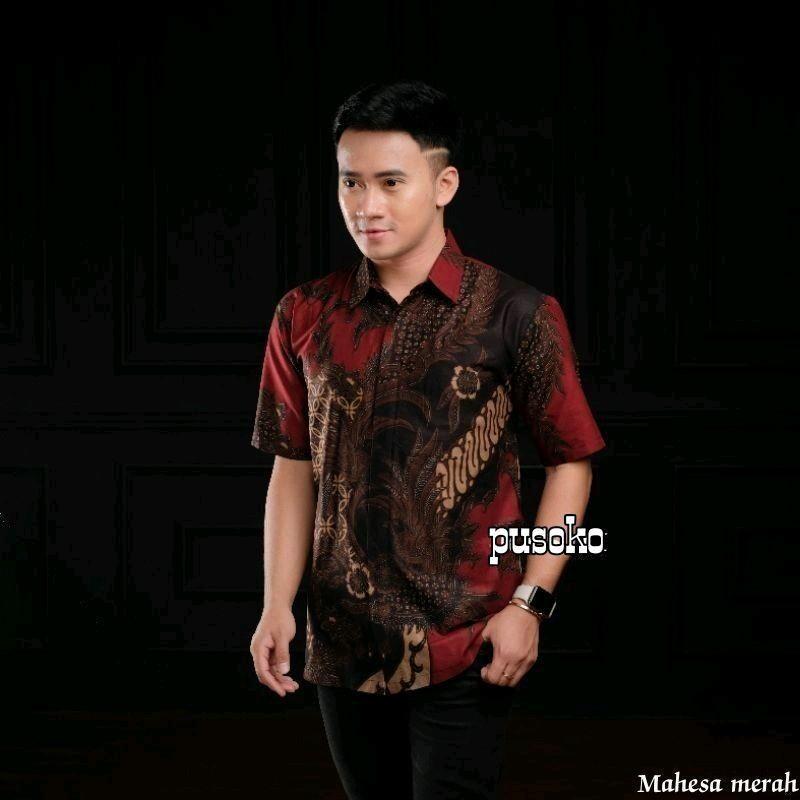 Baju Batik Pria Lengan  Pendek  100 ribu Dapat 4 Pcs M L XL XXL Kain Polyester Seragam 5