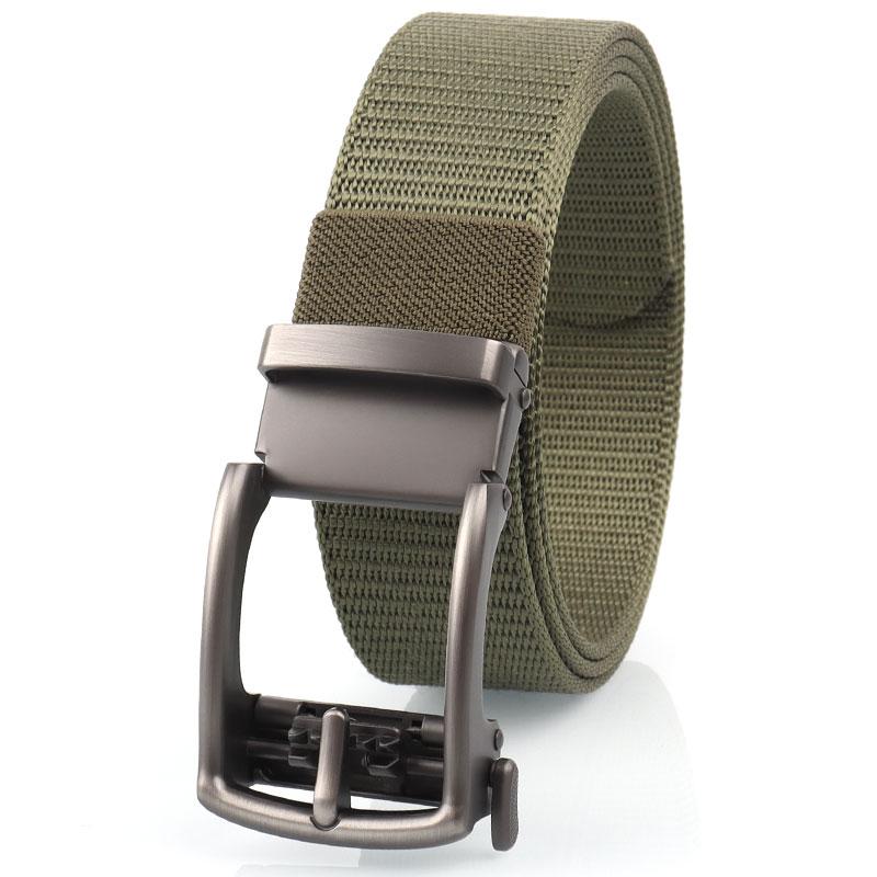 Product Introduction of Automatic buckle belt men&#39;s canvas belt young and middle-aged casual business belt buckle-free outdoor military training extended belt 5