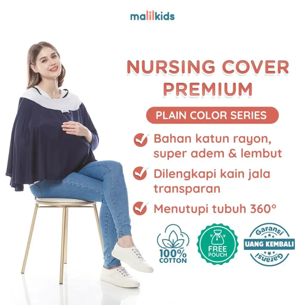 Malilkids Nursing Cover Premium Plain Color Series