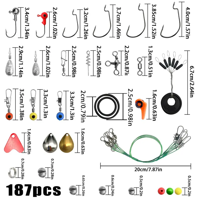Fishing Lure Kit, 187pcs/set Fishing Lure & Accessories Set, Outdoor Fishing Accessories, Fishing Supplies for Outdoor Fishing 2
