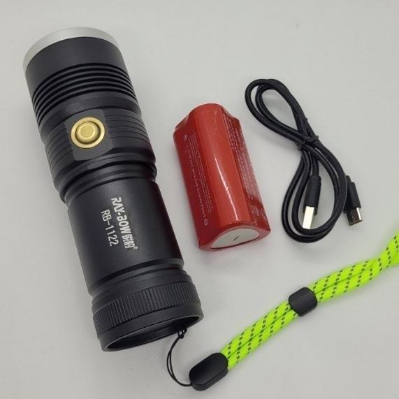 Đèn pin cầm tay siêu sáng RAY BOW 1122 chiếu xa 600 mét có ZOOM xa gần chống nước sạc ngược cho điện thȯại
