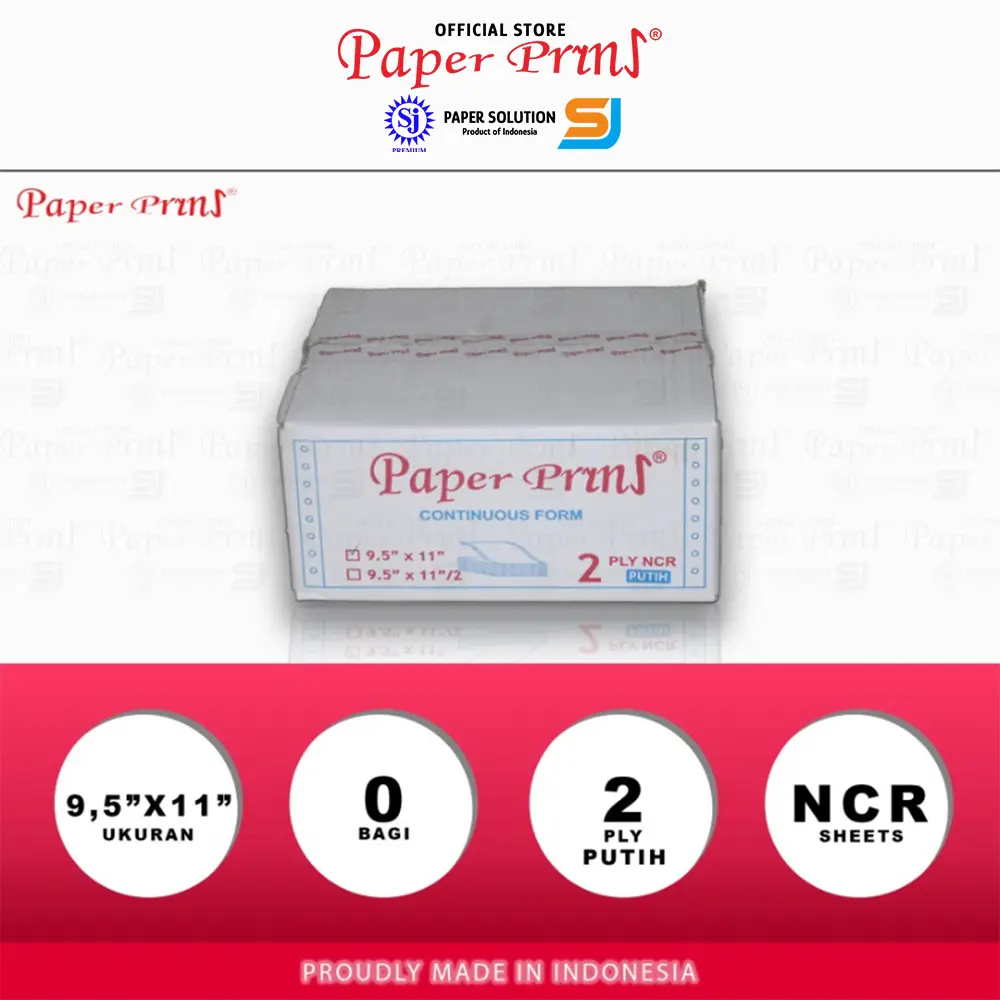 Paperpryns Kertas Continuous Form 2PLY NCR PUTIH 9,5" x 11"