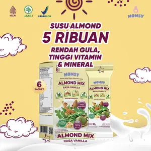 Momsy Almond Mix, Minuman Almond Rasa Vanila 6 sachet BPOM & HALAL
