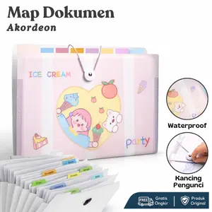 Map Dokumen Akordeon Waterproof Kancing Pengunci Folder Organizer Lucu Motif Lucu Kapasitas Besar Multi Sekat WJJ0510