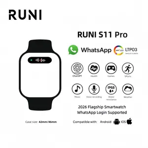RUNI WATCH S11 Pro AMOLED ScreenLAGI MURAH)HD Display AI Smartwatch WhatsApp IP68Waterproof bluetooth Android iOS jam tanganpintar