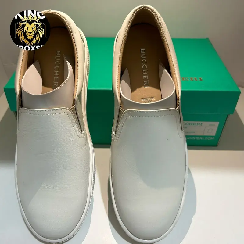 Sepatu Buccheri Slip On Pria - Wanita Tanpa Tali Putih Polos - Flat, Sneakers Shoes 1