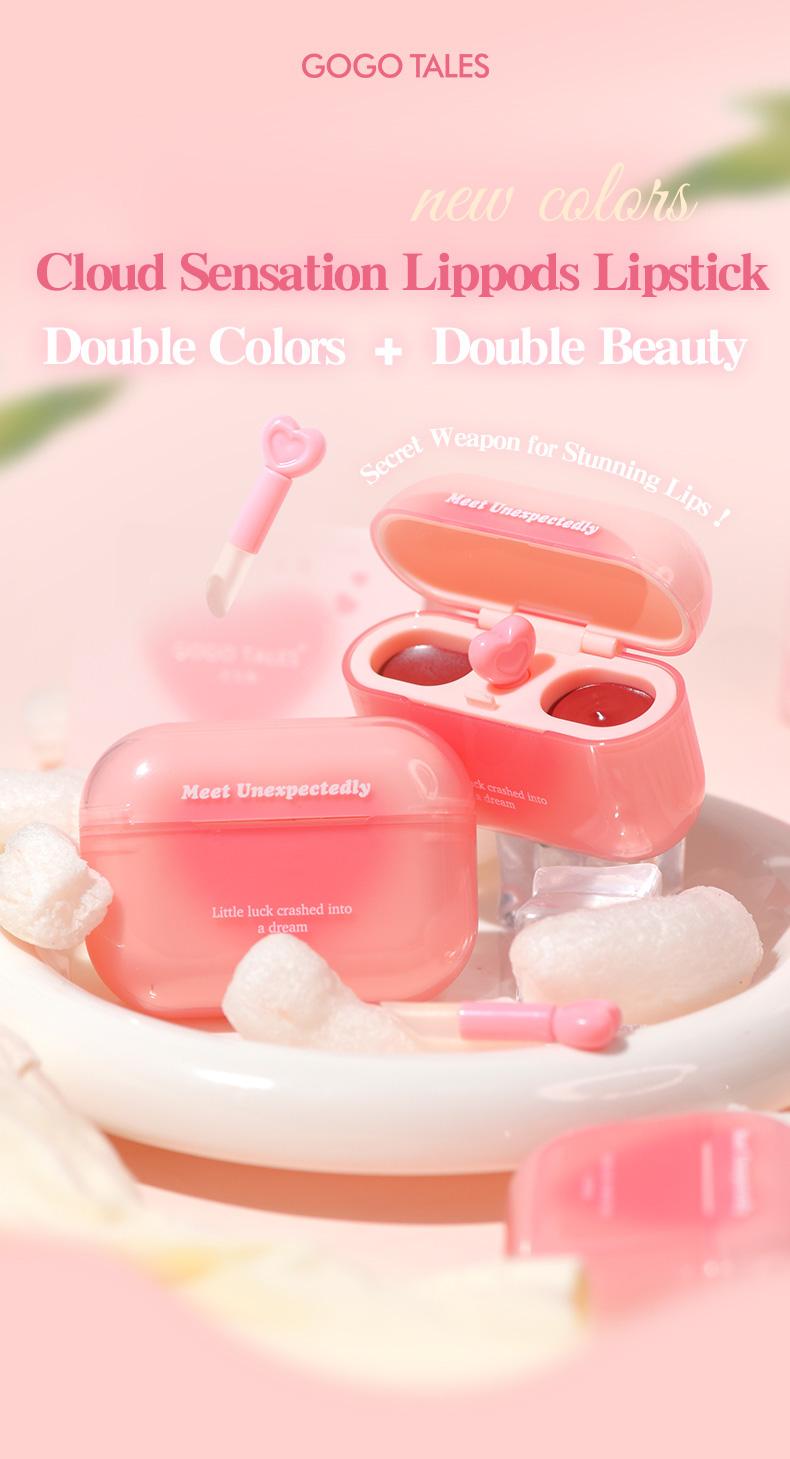 Product Introduction of [BPOM]GOGO TALES LipPods Lipstik Cloud Sense Dual Colour Lipcream Lip Matte Velvet Lipstick Lip Tint Anak Sekolah Make Up Lip Gloss Bibir GT621 0