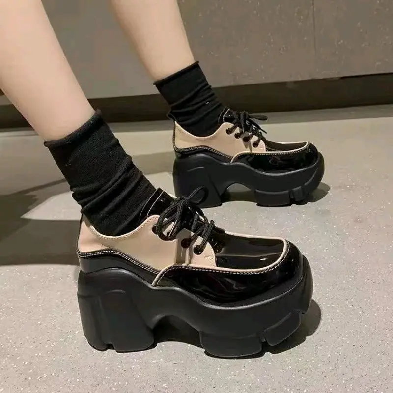 Sepatu Wanita Oxford Hak Tinggi Tapak Karet Korean Style Kasual KI-126 Premium
