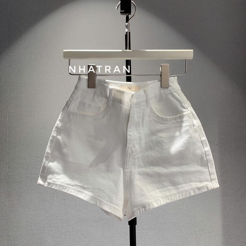 PHOM ÔM CO DÃN - Quần đùi short jean nữ phom ôm cạp cao lai kiểu chất Denim Pants Women NN