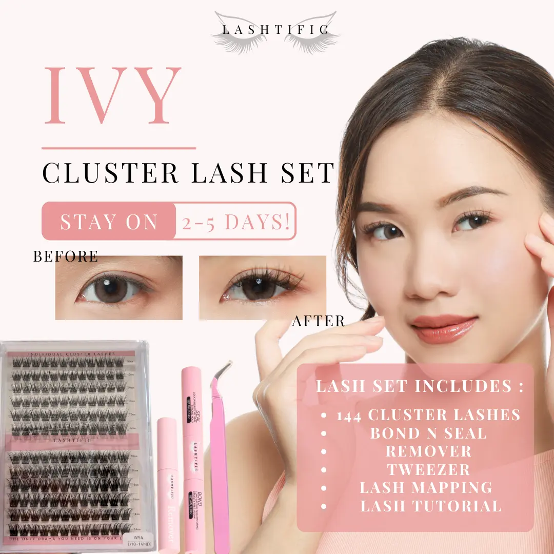 LASHTIFIC Bulumata palsu Ivy W54 Individual Lashes Fake Lashes 10-14mm | Set | Lem + Remover | Eyelash Extension
