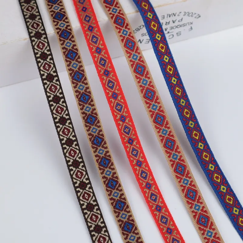 Embroidery Jacquard Trim Black Polyester Floral Ribbon Woven Trim Ethnic Style Embroidery Ribbons for Craft Garment Accessories