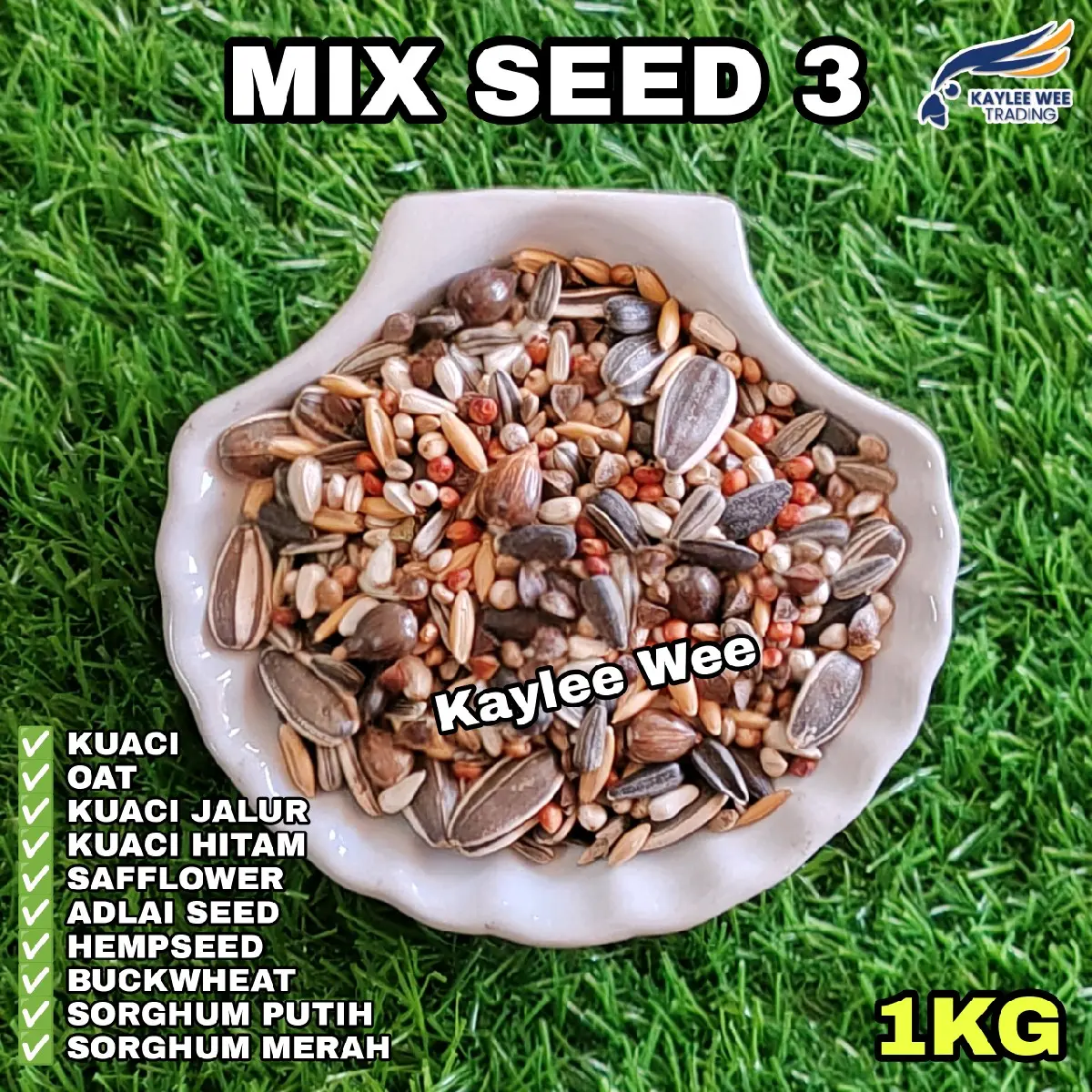 MIX SEED 3 MEDIUM & LARGE PARROT (1KG)