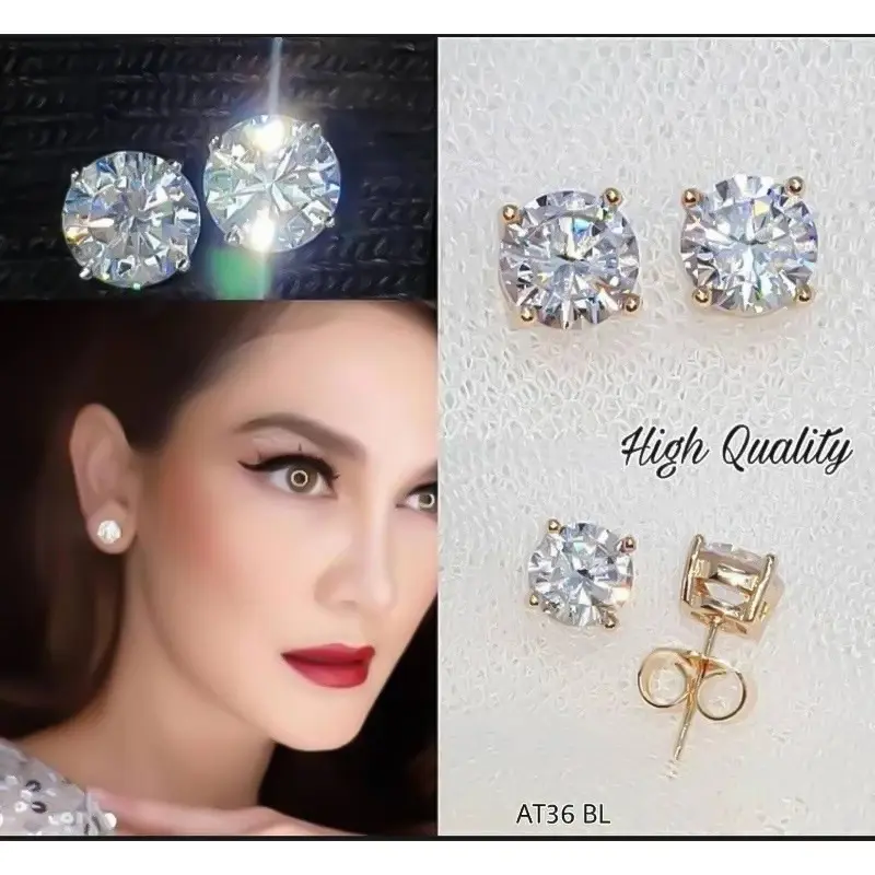 Anting tusuk perak silver s925 berlian zircon sparkling luxury - anting wanita korea simple elegan anti karat & alergi