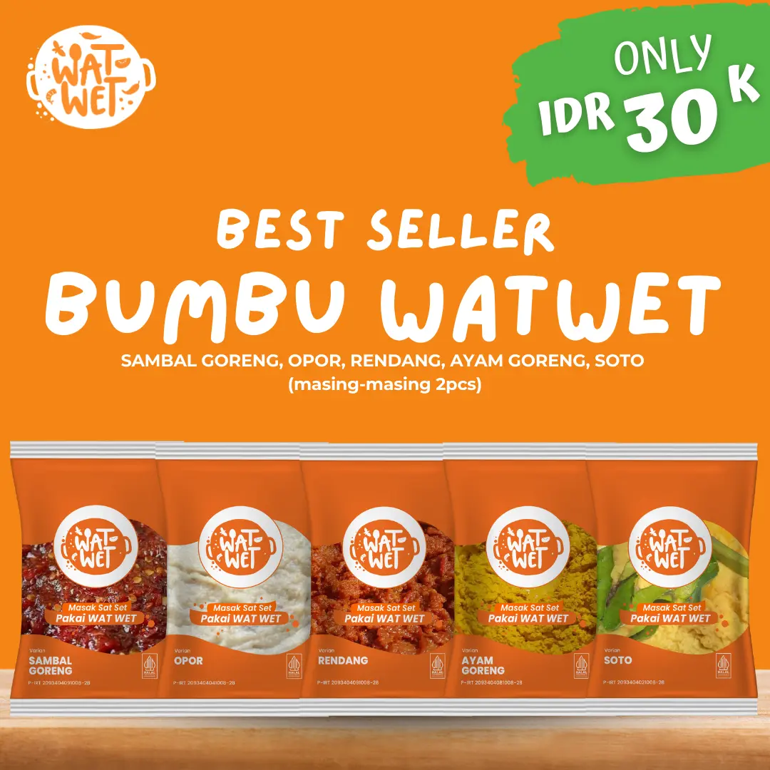 WAT WET - Paket Bundling Bumbu Masak Best Seller Isi 10pcs 5 Varian | Rendang, Soto, Sambal Goreng, Opor, Ayam Goreng