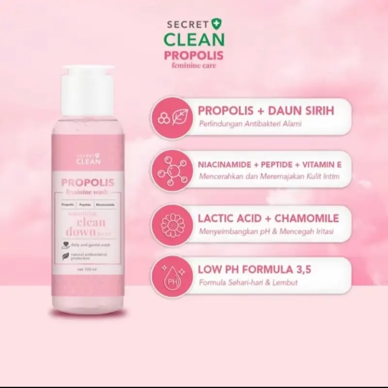 (Paket 2in1) screet clean propolis wash dan spray 1