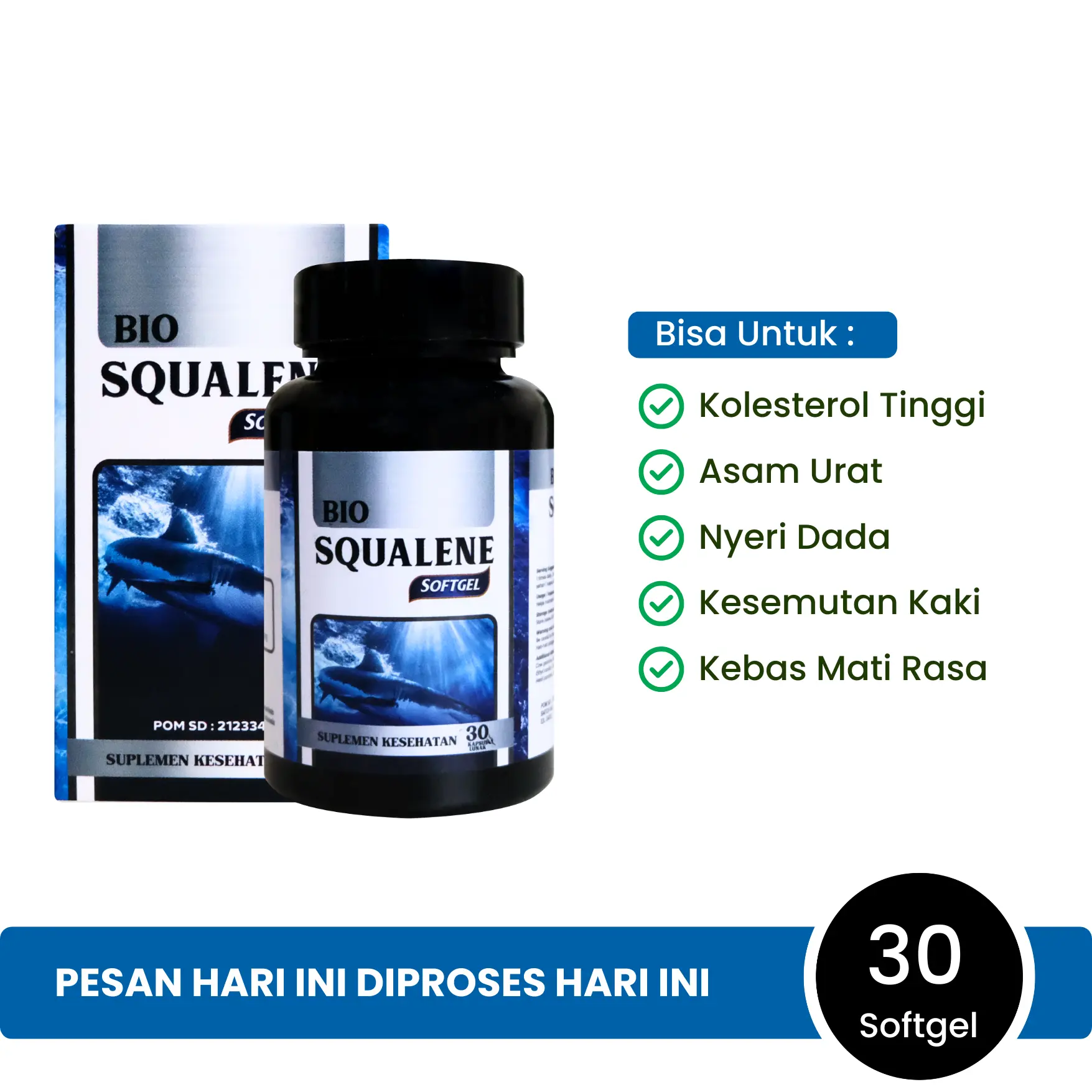 Bio Squalene Original Penurun Lemak Darah Gula Darah Kolesterol Isi 30