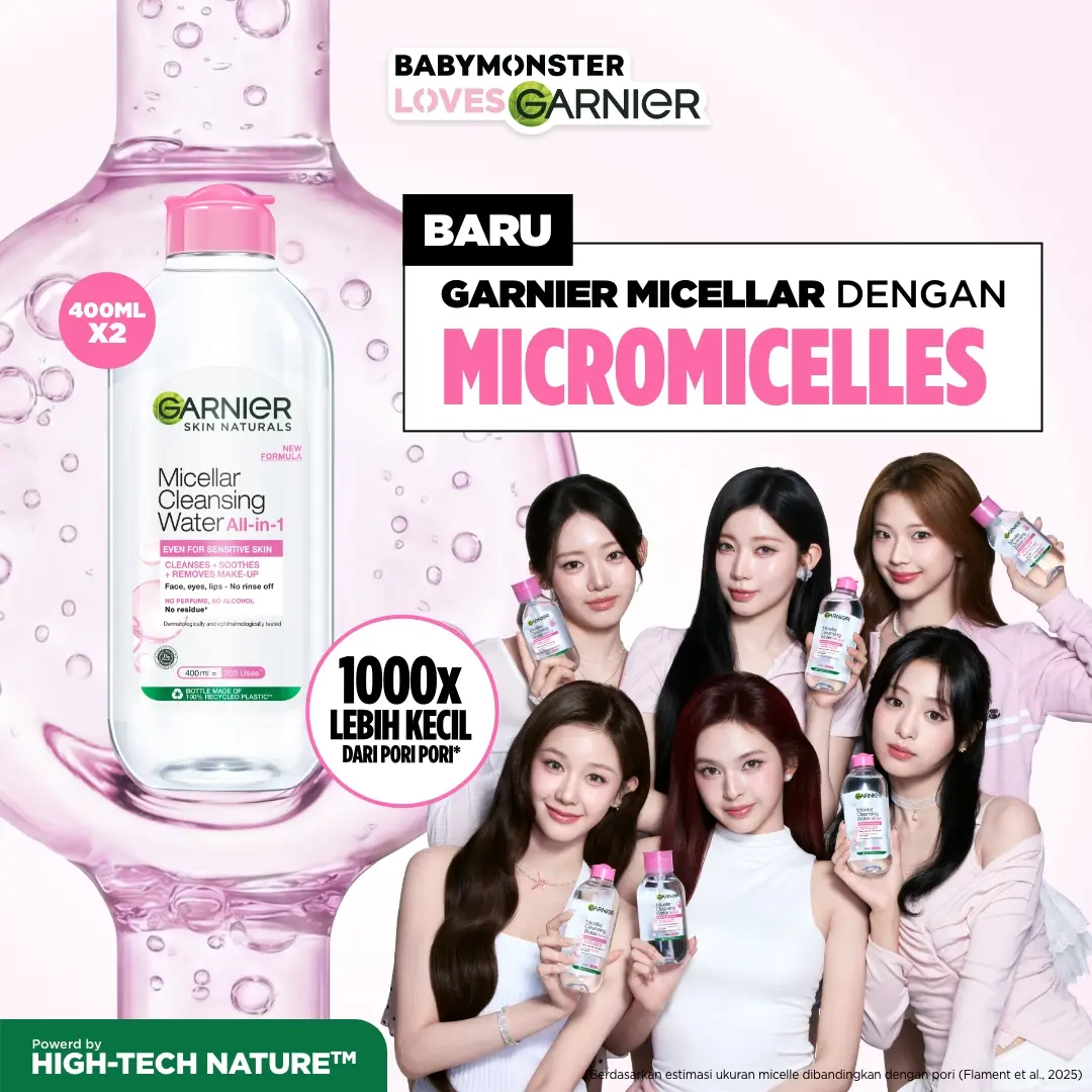 [400ml x 2] Garnier Micellar Water - BEST SELLER (Pink, Rose, Vitamin C, Blue, Biphase, Peeling) 400 ml - Twin Pack - Make Up Remover - Pembersih Wajah - Kulit Jerawat Acne Brightening Glowing