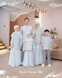Ethica | Sarimbit Royal Keluarga CLASSIC SKY 2026 - Gamis Ibu & Anak, Koko Ayah & Anak, Material Jacquard Twisted Premium Printing