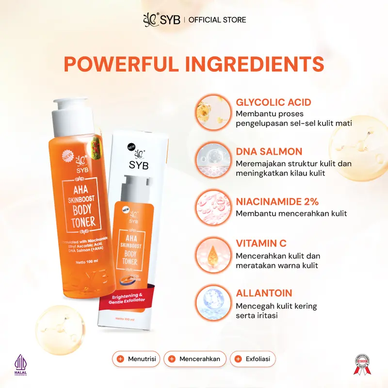 Toner Badan SYB  AHA Skinboost Body Toner 100ml - Toner Badan Angkat Daki 5