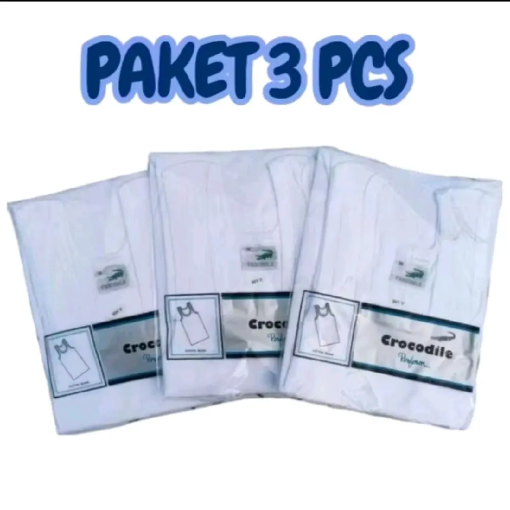 PAKET 3 PCS SINGLET CROCODILE PUTIH 801V ORIGINAL