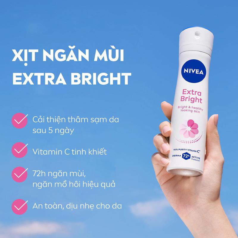 [AWO] Bộ 2 Xịt Ngăn Mùi NIVEA Extra Brightening Dưỡng Sáng Da Tối Ưu | 8 Super Foods (150 ml) - 82967 2