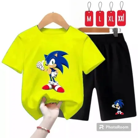 Setelan Anak2 motif sonic 2-10 thn / Stelan kaos Anak-Anak / Baju Anak Celana Pendek 3