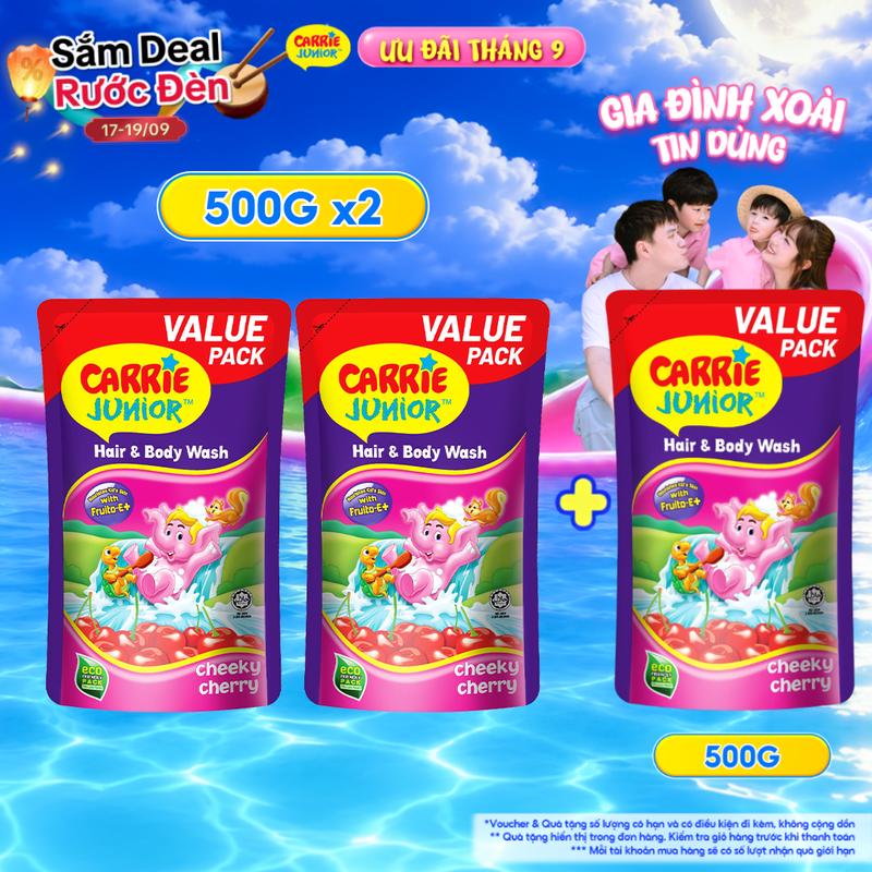 Combo 2 Túi Sữa Tắm Gội Cho Bé Carrie Junior Cho Bé Lưu Hương Trái Cây Cheeky…