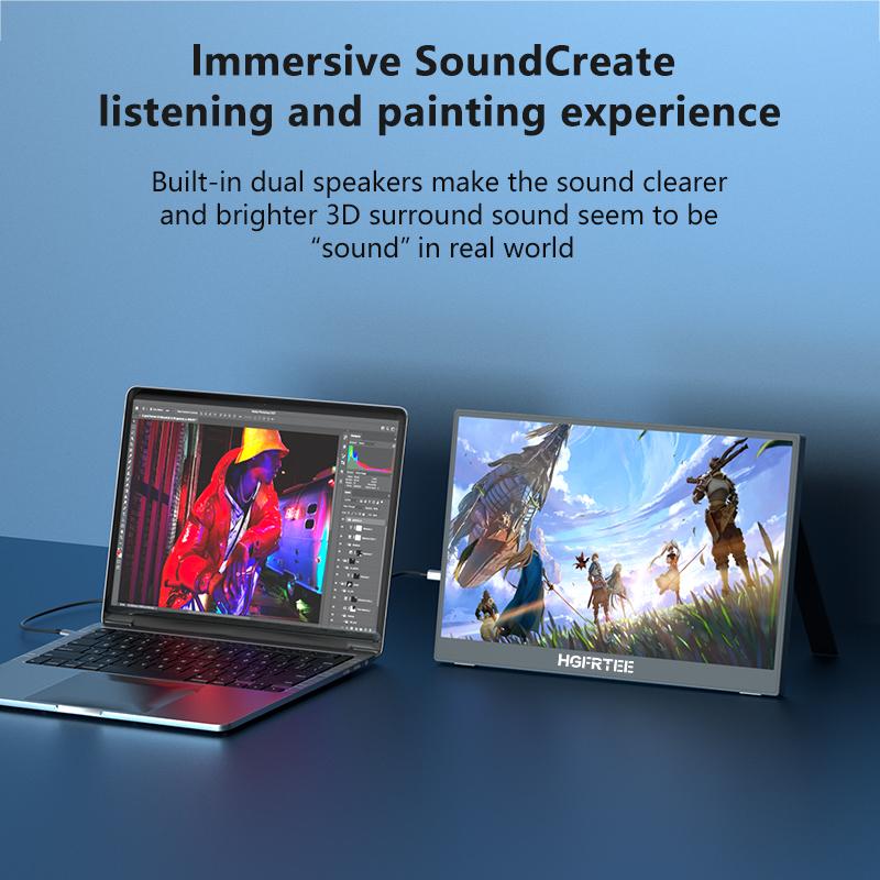 15.6" Portable Dual Monitor with Vertical Display | 1080P HDR IPS 120Hz Refresh Rate, Ultra-Thin USB-C FreeSync | Compatible with Mac, PS5/PS4, Laptop Gaming Extended Screen, Wall-Mountable and Portable Design 5