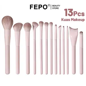 Set Kuas Makeup Pink 13 Buah, Kuas Kosmetik Lembut Kuas eyeshadow, kuas foundation, kuas eyeshadow hidung, kuas highlighter