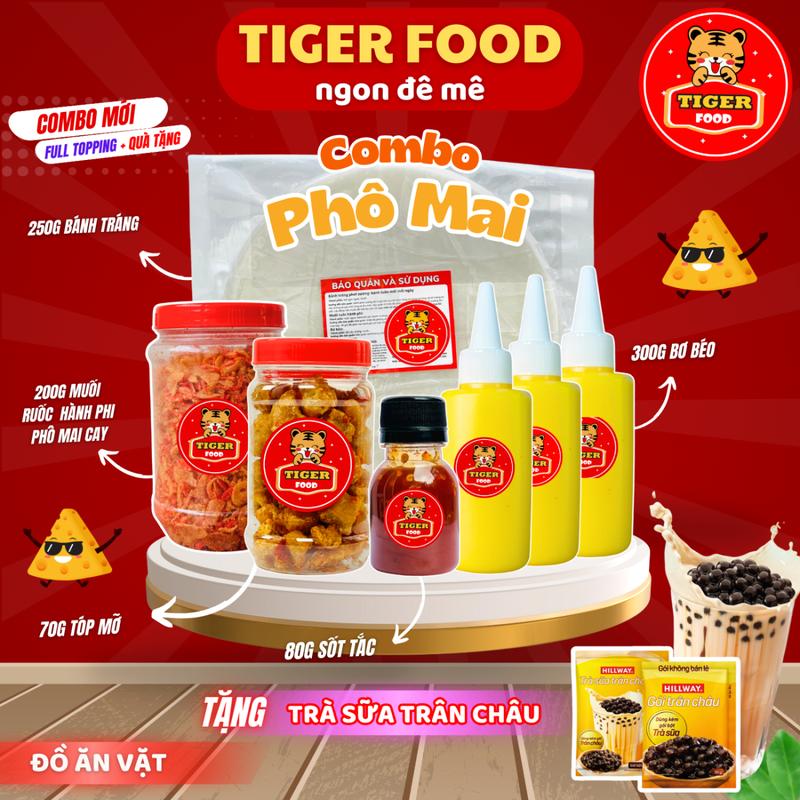 Bánh Tráng Phơi Sương TIGER FOOD - Bánh Tráng + Muối Tôm Hành Phi + Bơ Béo Phô Mai+ Sốt Tắc Chua Cay+ Tóp Mỡ - Đồ ăn vặt Snack
